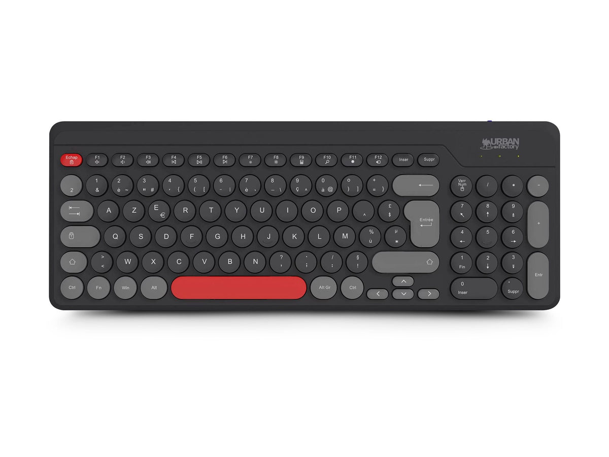 URBAN FACTORY Onlee Color Wireless Flat Keyboard 2.4Ghz - Black/Red/Grey