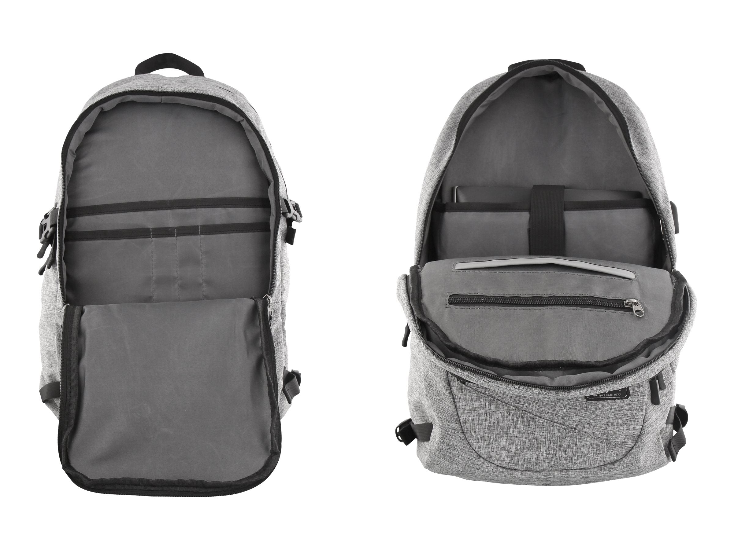 TNB WILD - Backpack with multiple pockets - mottled grey