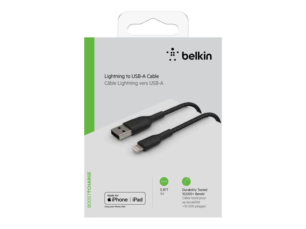 BELKIN BOOST CHARGE USB-A to Lightning Cable Braided 1M Black