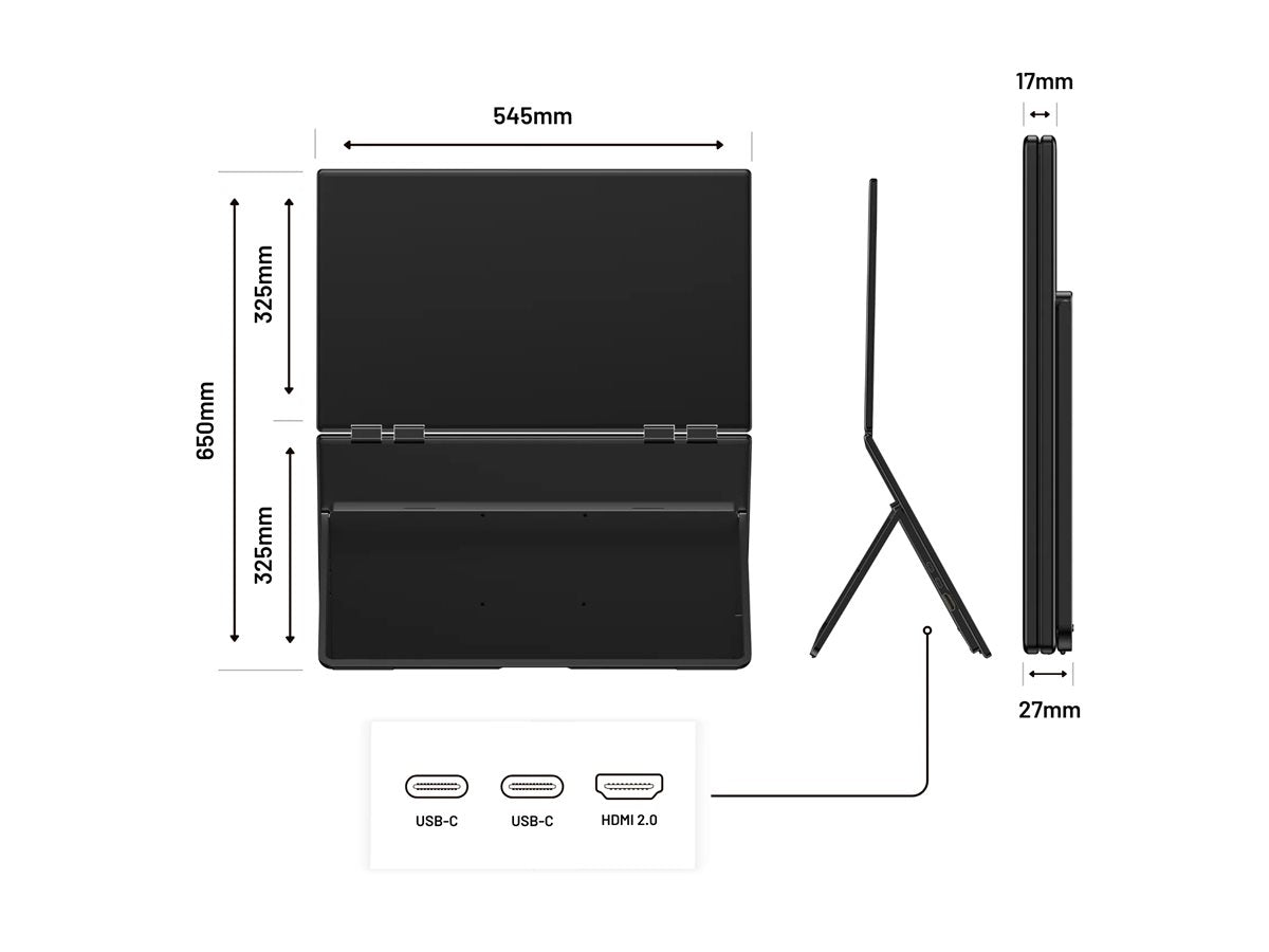 JAPANNEXT Double Ecran LED portable - 23.8p - 1920x1080 FHD - 100 Hz - IPS - 14 ms - 250 cd/m2 - 1000:1 - Haut Parleurs