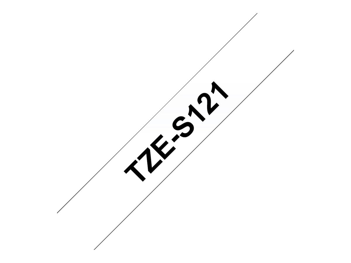 BROTHER P-TOUCH TZE-S121 noir sur clear 9mm extra gluey