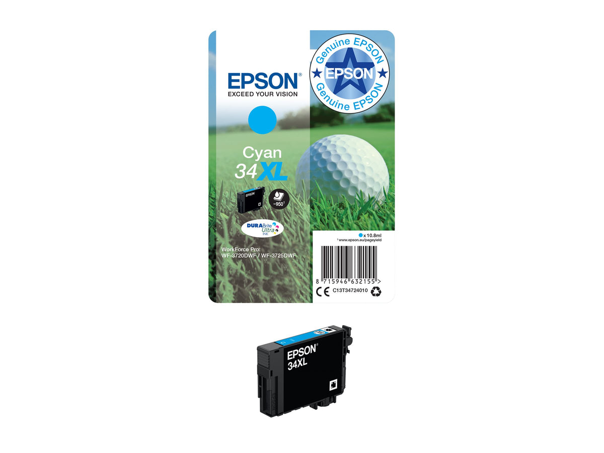 EPSON 2LB Singlepack 34XL Ink Cyan DURABrite Ultra 10.8ml Blister XL w/s