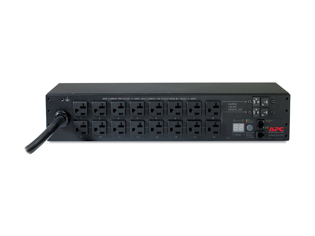APC Metered Rack PDU AP7802B Rack AC 100/120V input NEMA L5-30 output connectors 16 NEMA 5-20 2U 3.65m cord