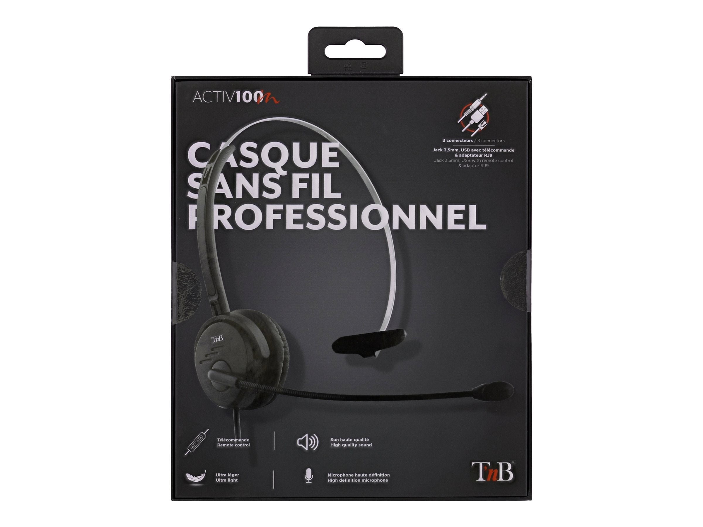 TNB Activ 100M Professional Mono Headset Jack Usb Rj9 Jack Wired Headset With Usb And Rj9 Adaptors Mono Earpad