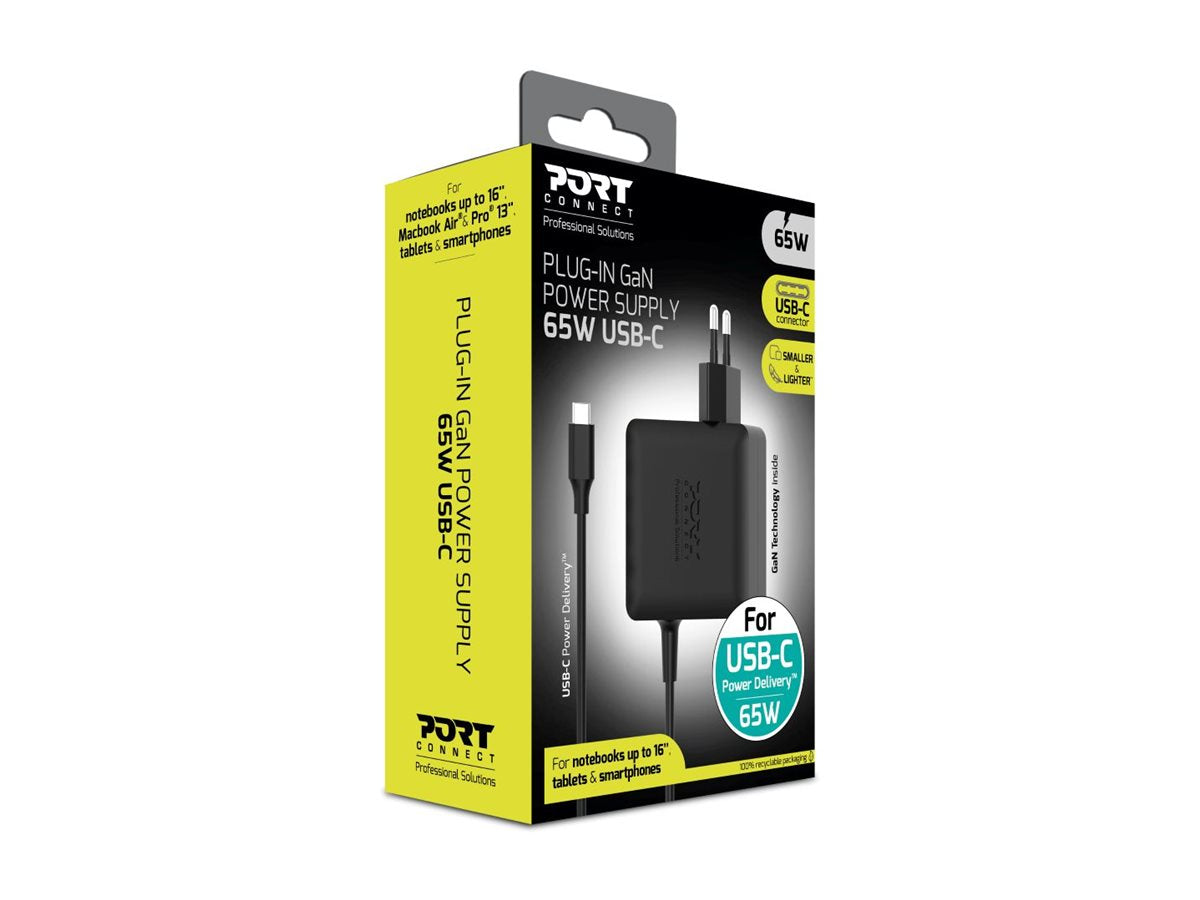 PORT DESIGNS Power Supply GaN 65W - TYPE C - PLUG IN - EU