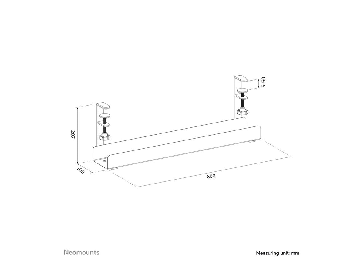 NEOMOUNTS Cable Management Tray max 5kg. clamp-on design universal black