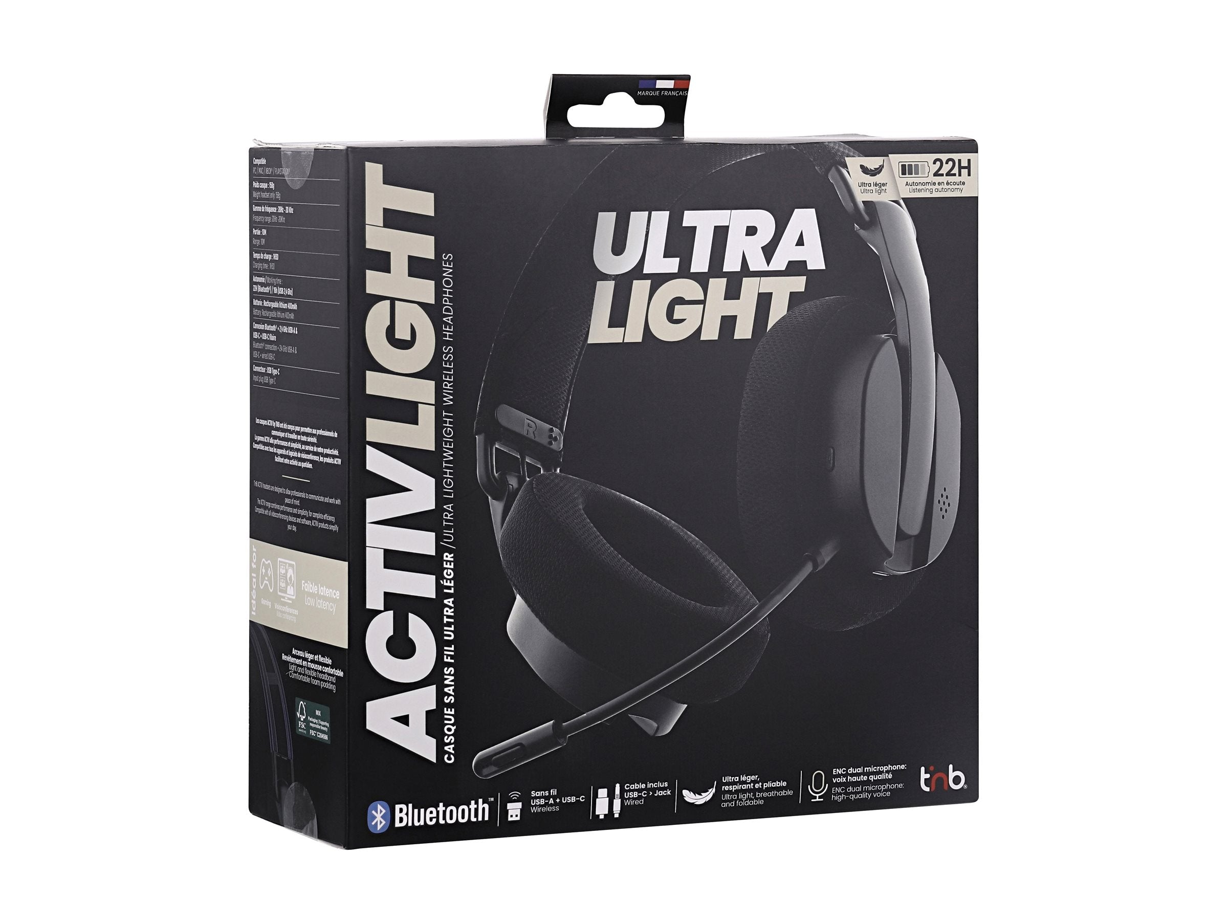 TNB Ultra light and comfortable Bluetooth Headset + 2.4Ghz microphone ACTIVLIGHT