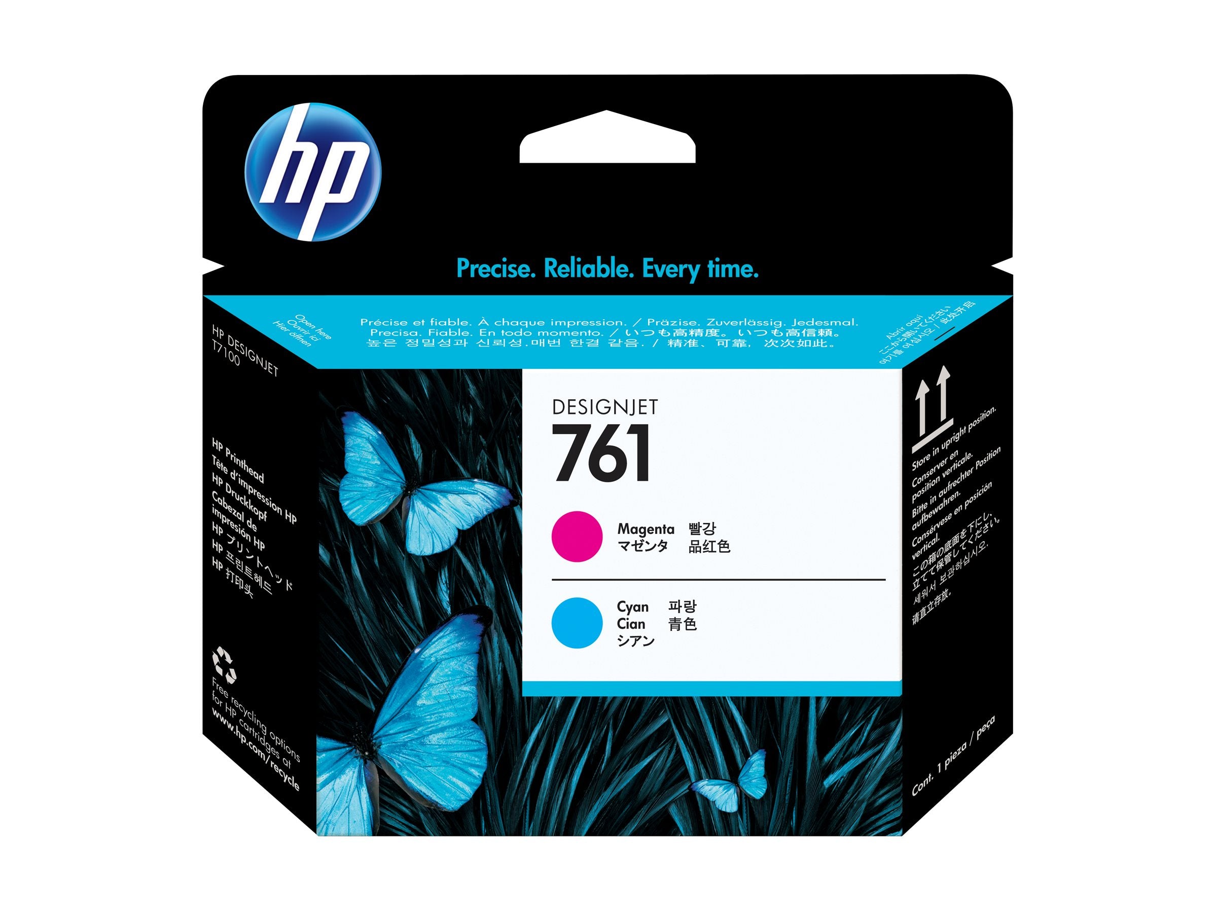 HP 761 original printhead CH646A magenta and cyan 1-pack
