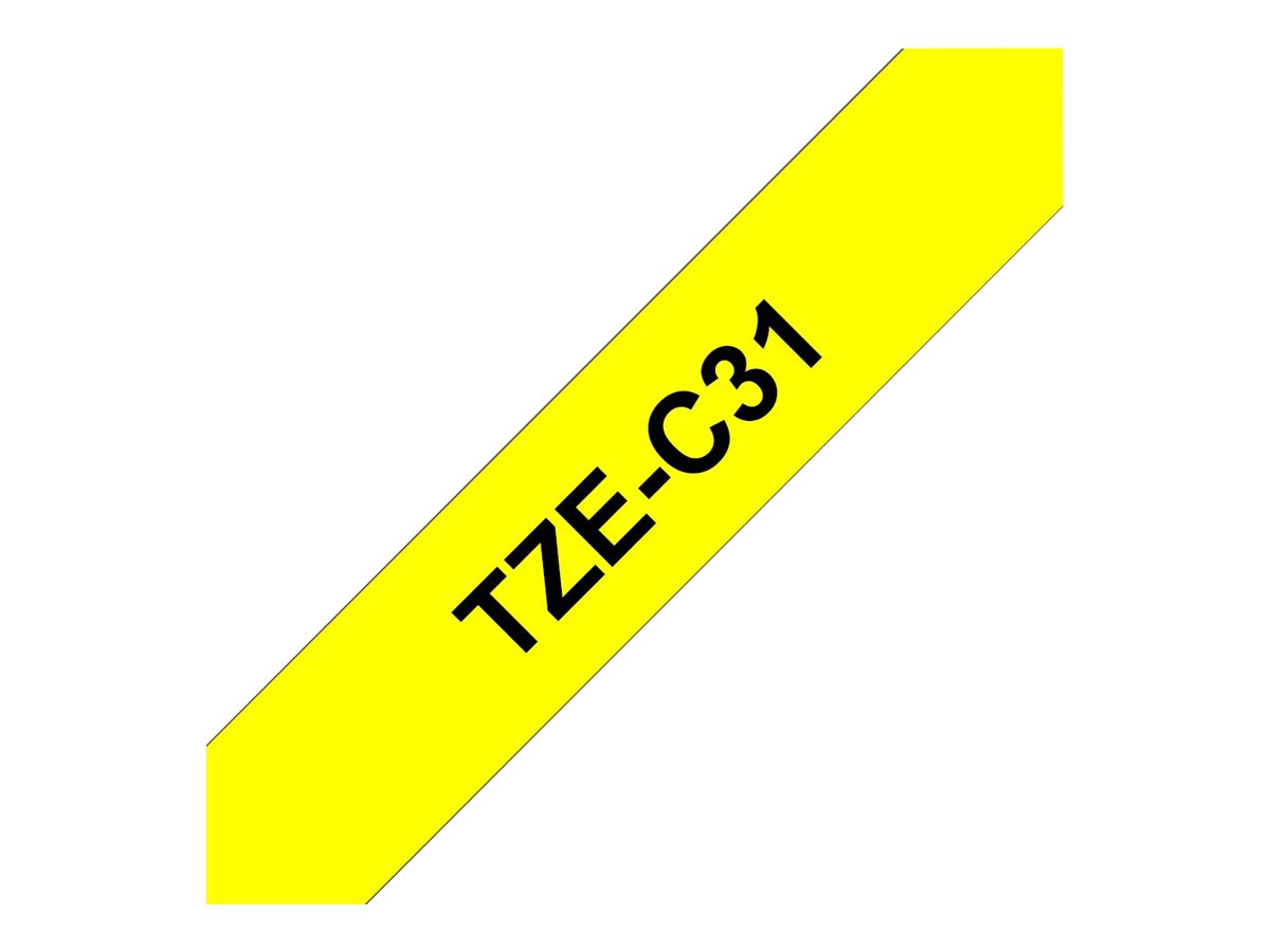 BROTHER P-TOUCH TZE-C31 noir sur neonjaune  12mm