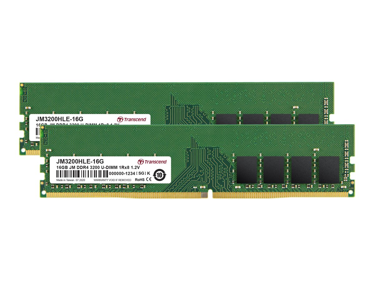 TRANSCEND JetRam 32Go KIT DDR4 3200Mhz U-DIMM 1Rx8 2Gx8 CL22 1.2V