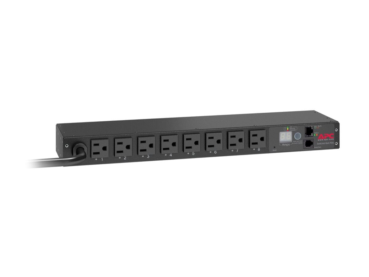 APC Switched Rack PDU AP7900B Rack AC 100-120V input NEMA 5-15P output connectors 8 NEMA 5-15 1U 3.65m cord