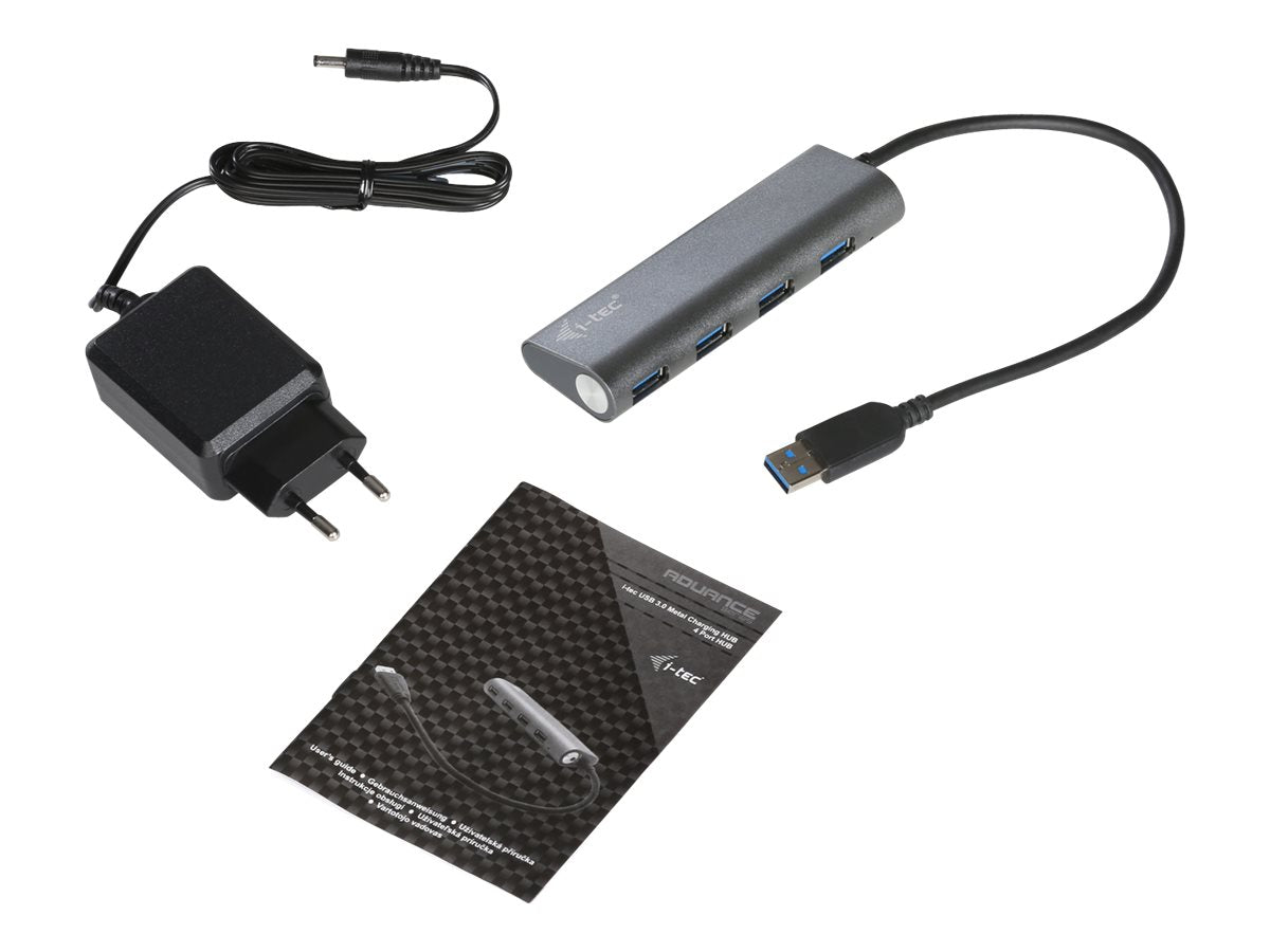 I-TEC USB 3.0 Metal Charging HUB 4 Port with power adaptor 4xUSB charging port. For Tablets Notebooks Ultrabooks PC