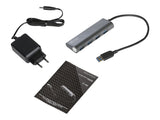 I-TEC USB 3.0 Metal Charging HUB 4 Port with power adaptor 4xUSB charging port. For Tablets Notebooks Ultrabooks PC