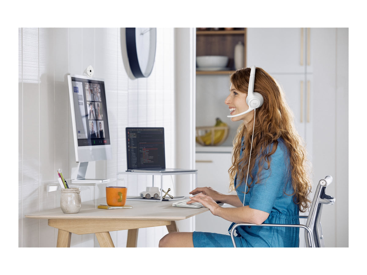 LOGITECH H390 Headset on-ear wired USB-A off-white