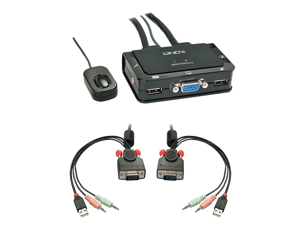 LINDY Switch KVM Compact VGA USB 2.0 & Audio 2 ports