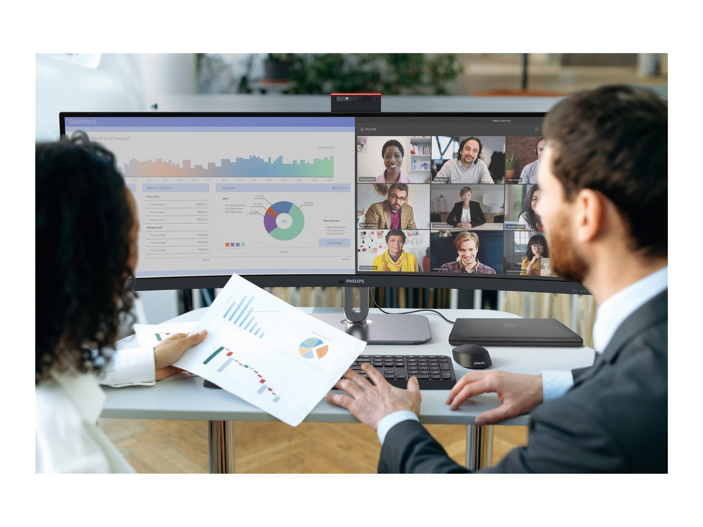PHILIPS 49B2U6903CH/00 48.8p 5120x1440 VA Curved H/A 170mm SUPERWIDE USB-C 75Hz DP 2xHDMI USB HUB SPEAKERS webcam