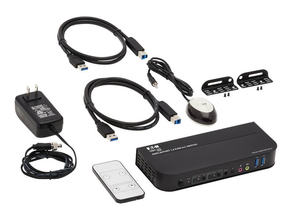 EATON TRIPPLITE DisplayPort USB KVM Switch 2-Port 4K 60Hz HDR DP 1.4 USB Cables KVM / audio / USB switch 2 x KVM / audio / USB