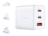 D-LINK 65W GaN Charger 2 USB-C ports 1 USB-A port Simultaneous Charging of 3 devices Fast charging