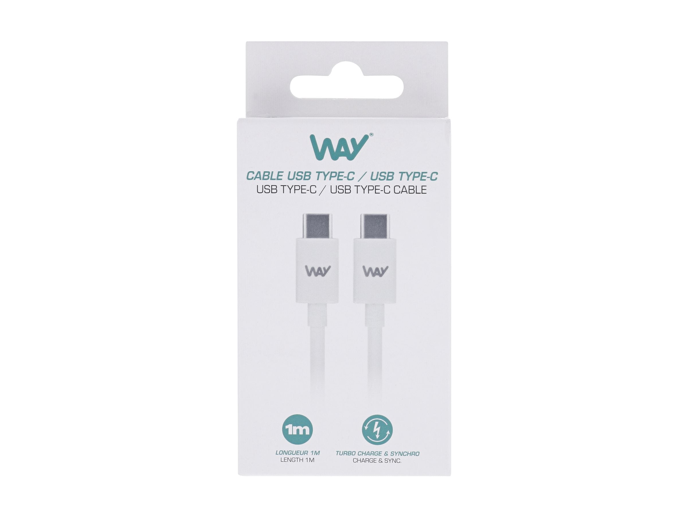 TNB WAY - CÃ¢ble de charge et de synchronisation USB-C/USB-C 1m - blanc
