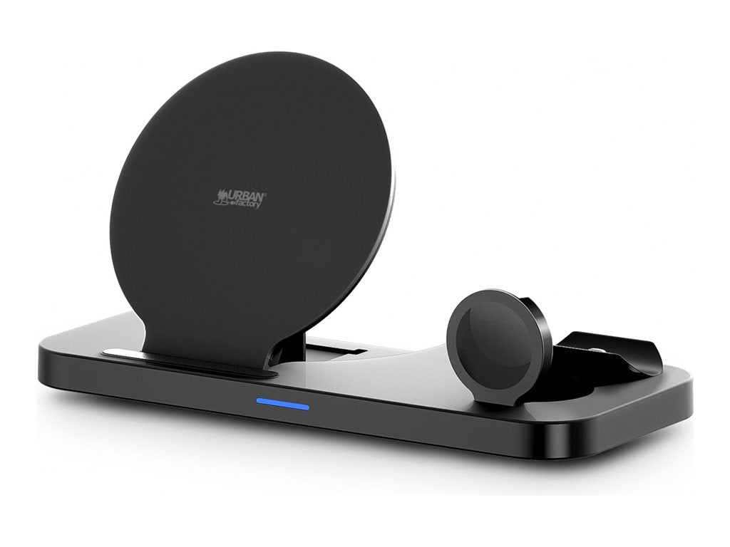 URBAN FACTORY Powee Charger Qi 3 In 1 With Function Stand 15W - Smaetphone / Smartwatch / Headphones