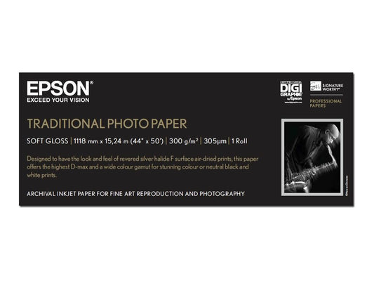 EPSON S045056 Traditional photo  papier 330g/m2 1118mm x 15m 1 rouleau pack de 1 1118mm x 15m