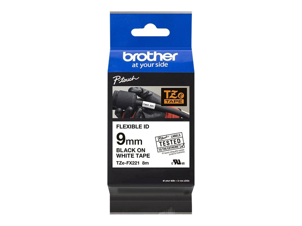 BROTHER P-TOUCH TZE-FX221 noir sur blanc 9mm