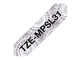 BROTHER Ruban laminé Noir sur Motifs Dentelle Argent 12mm (4m)