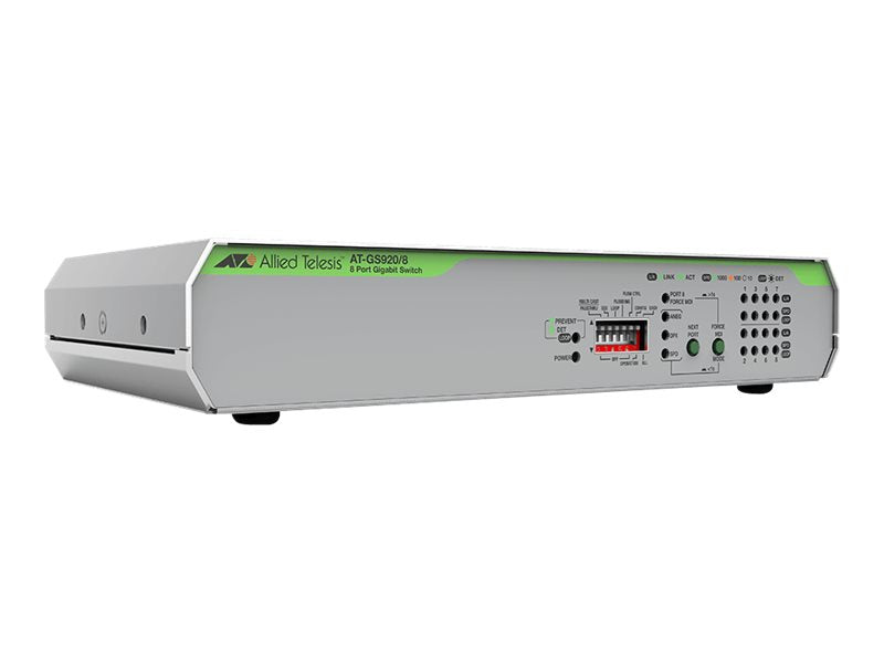 ALLIED 8x 10/100/1000T unmanaged switch with internal PSU EU Power Cord Configurable with DIP Switch
