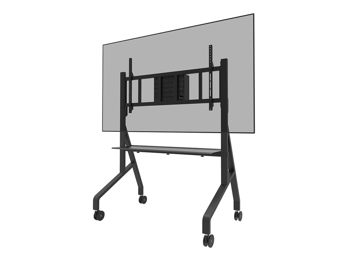 NEOMOUNTS FL50-575BL1 Support au sol mobile pour écran 65-110p - étagère multimédia incluse - installation rapide - TÌV
