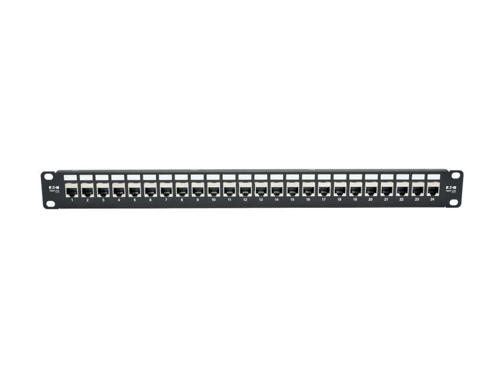 EATON TRIPPLITE 24-Port Cat6a Patch Panel Shielded Feedthrough Rackmount RJ45 1U Patch panel CAT 6a STP RJ-45 X 24 1U 19 TAA