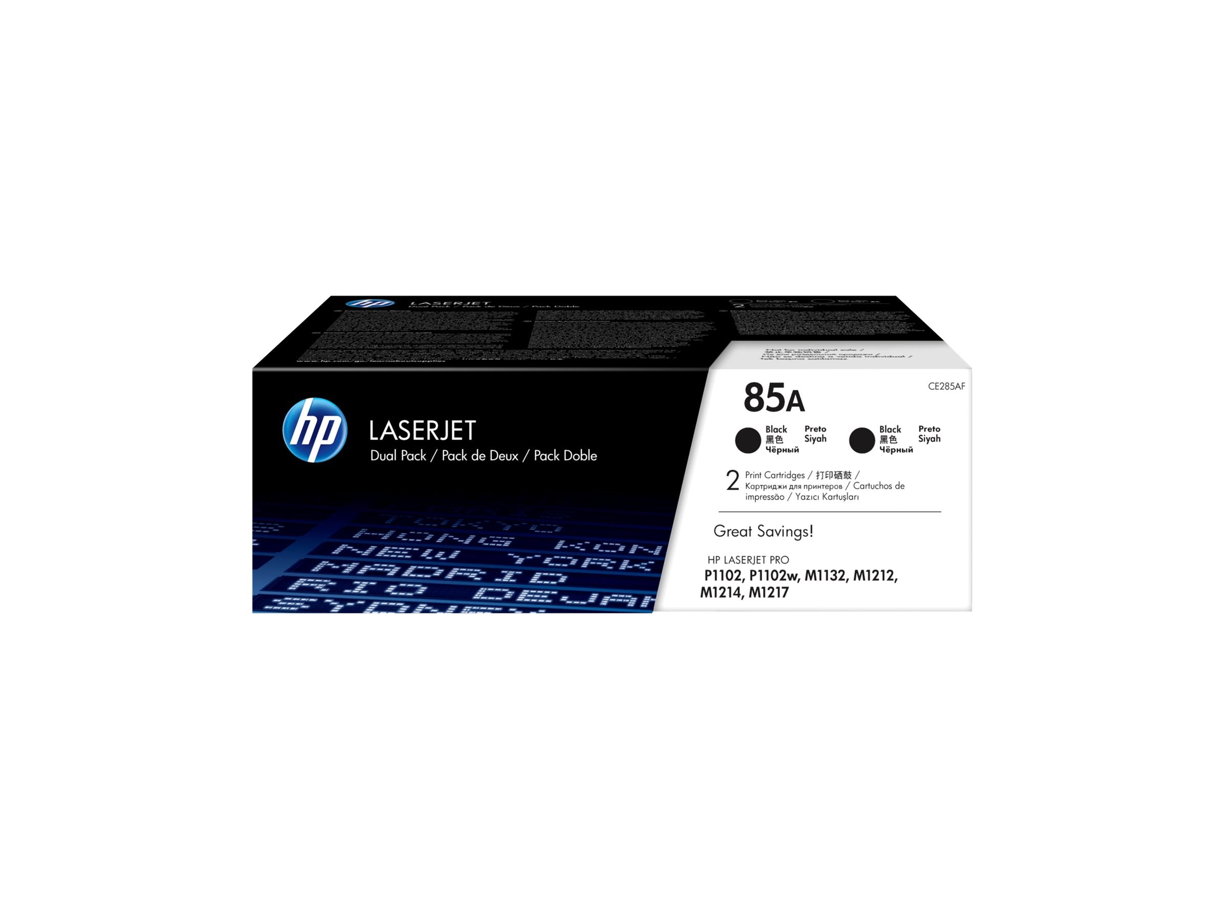 HP 85A original LaserJet Toner cartridge CE285AD black standard capacity 1.600 pages 2-pack