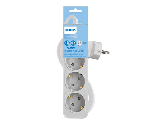 PHILIPS Rallonge multiprise avec interrupteur 6 prises 1.5m Blanc