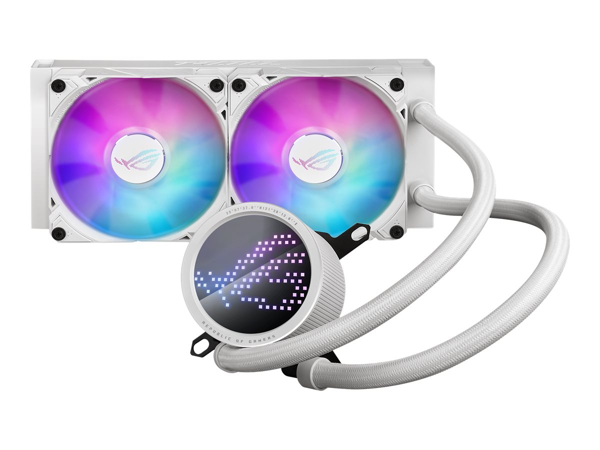 ASUS ROG RYUO III 240 ARGB white edition all-in-one CPU liquid cooler with Asetek 8th gen pump solution and Anime Matrix LED Display