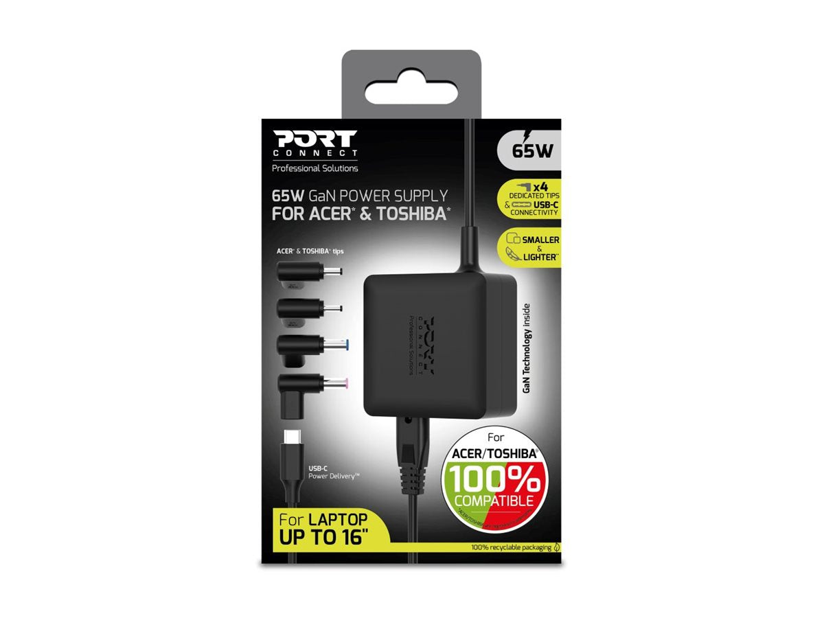 PORT DESIGNS Power Supply GaN 65W - ACER/TOSHIBA - EU