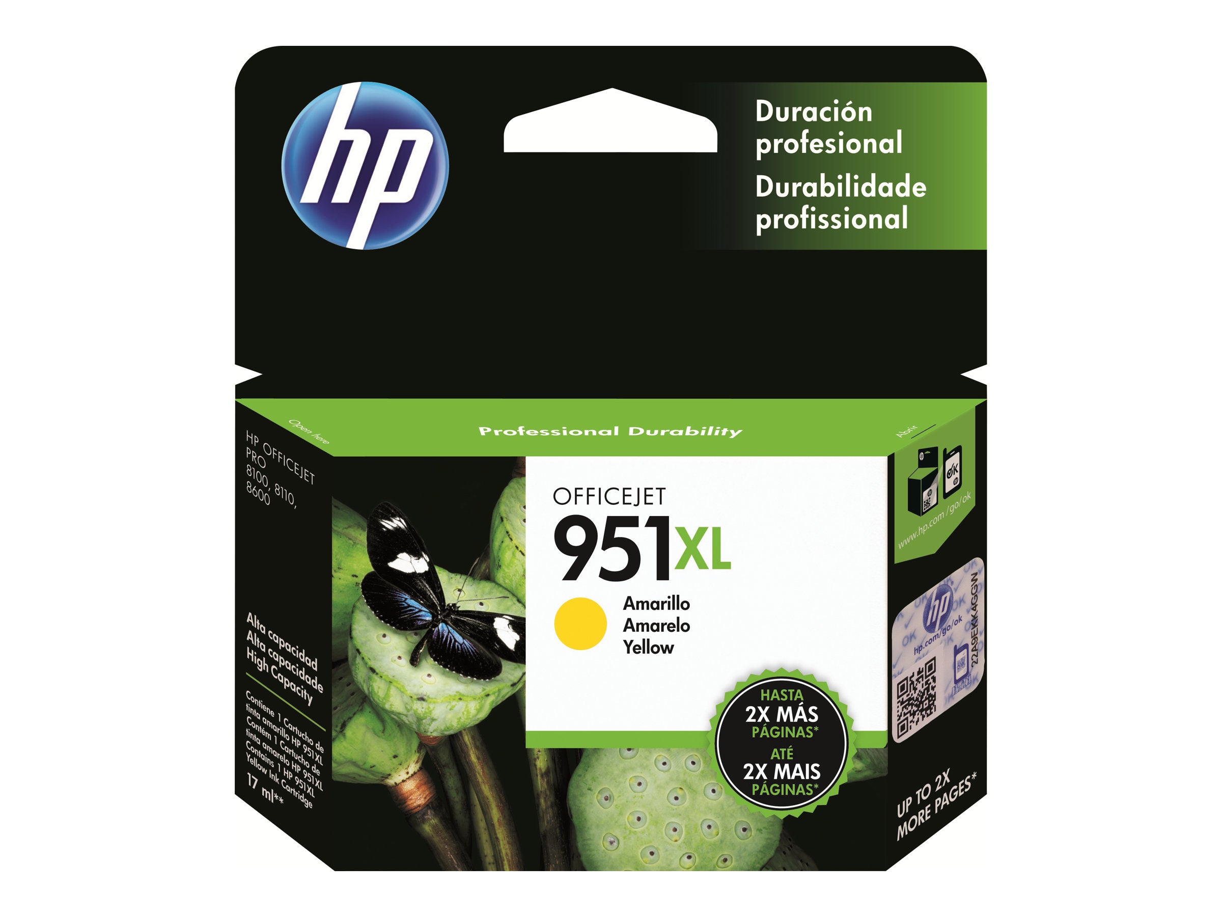 HP 951XL original Ink cartridge CN048AE 301 yellow high capacity 1.500 pages 1-pack Blister multi tag Officejet