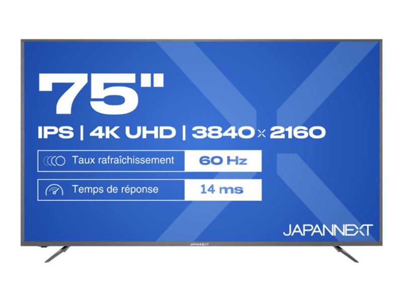 JAPANNEXT JNIPS750UHD60F Ecran LED 75 4K UHD (3840x2160) à 60Hz IPS 450 cd/m