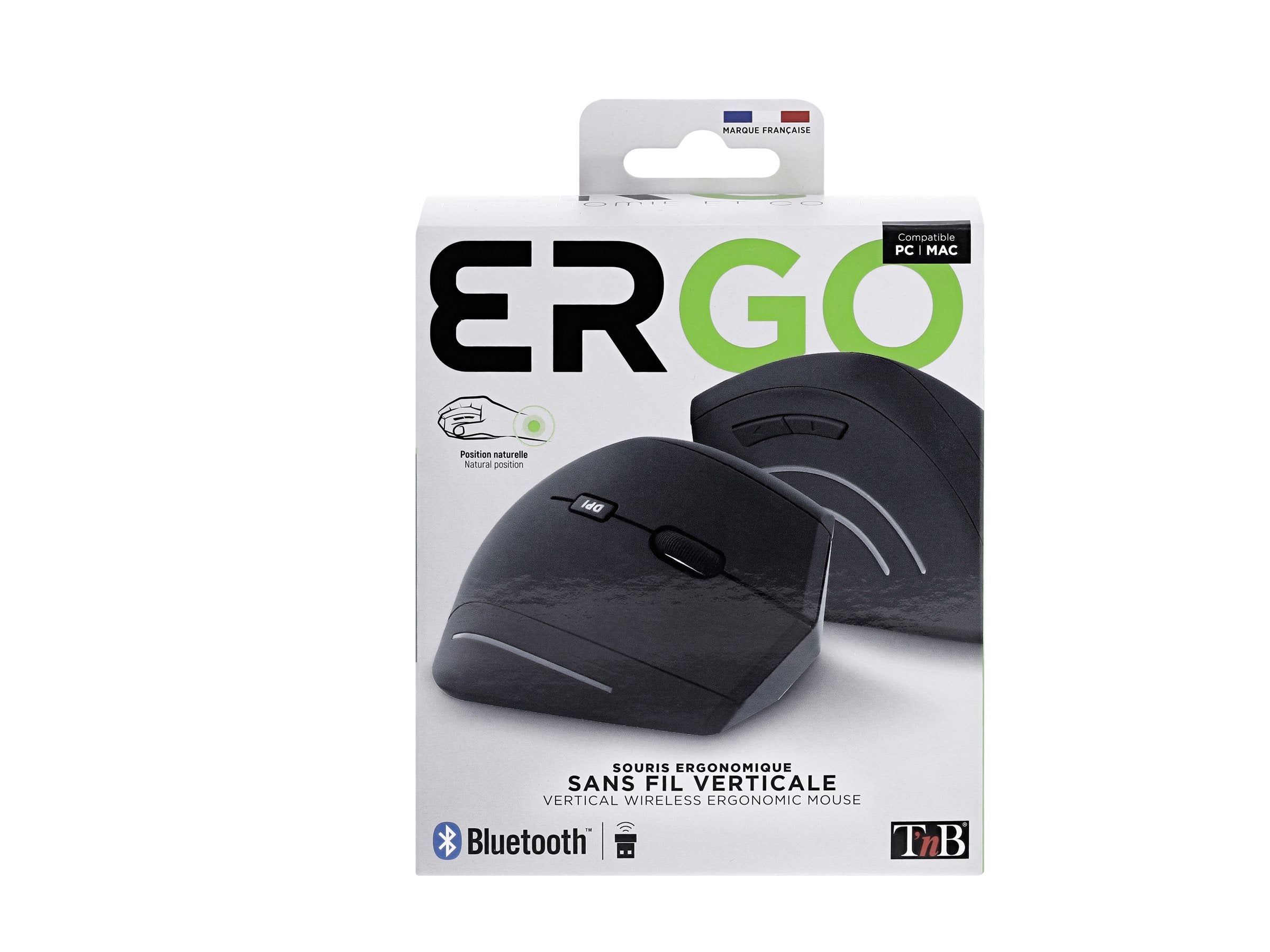 TNB ERGO - Souris ergonomique trackball filaire USB-A + USB-C - noir