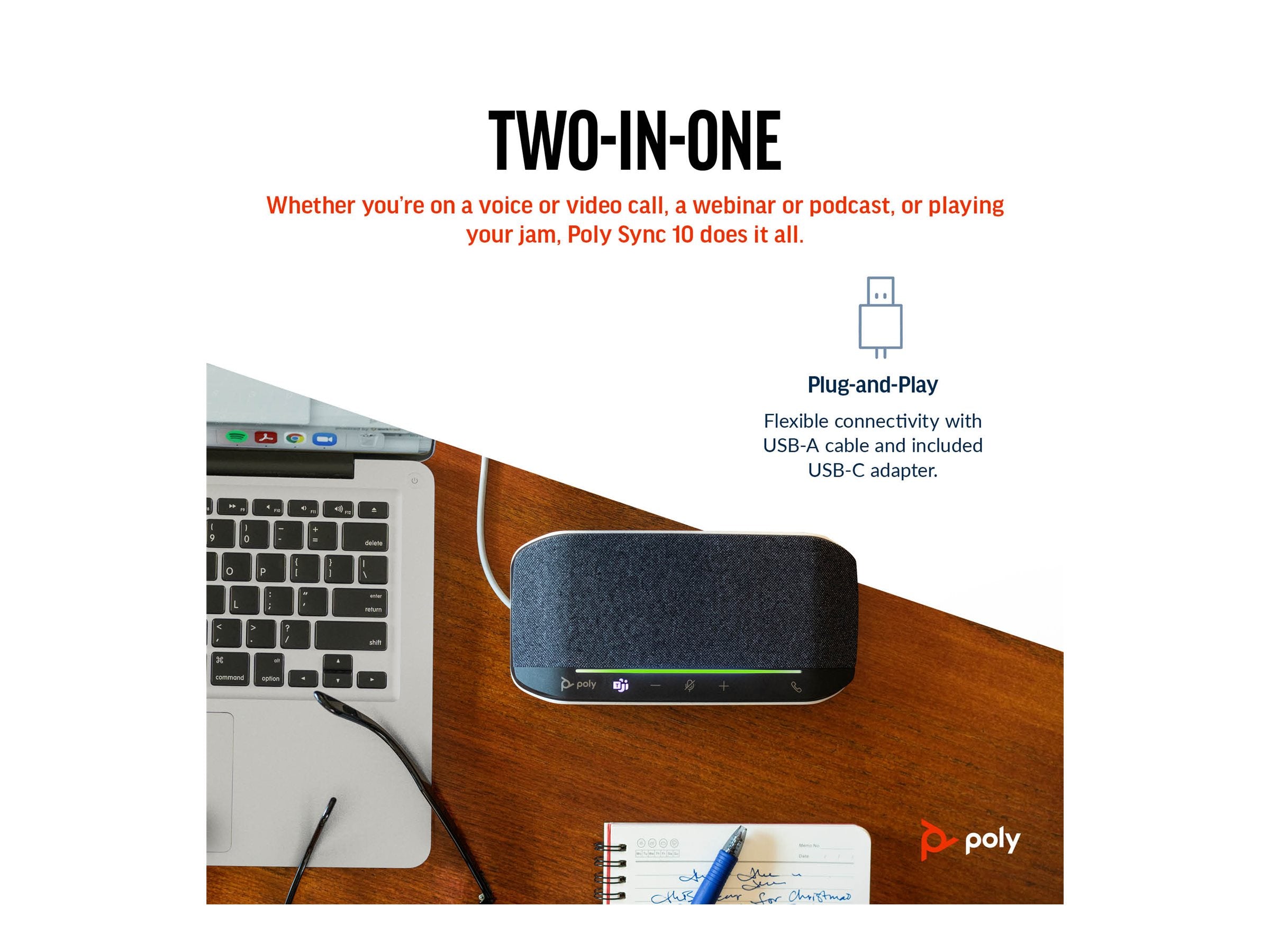 Poly Sync 10 USB-A USB-C Speakerphone