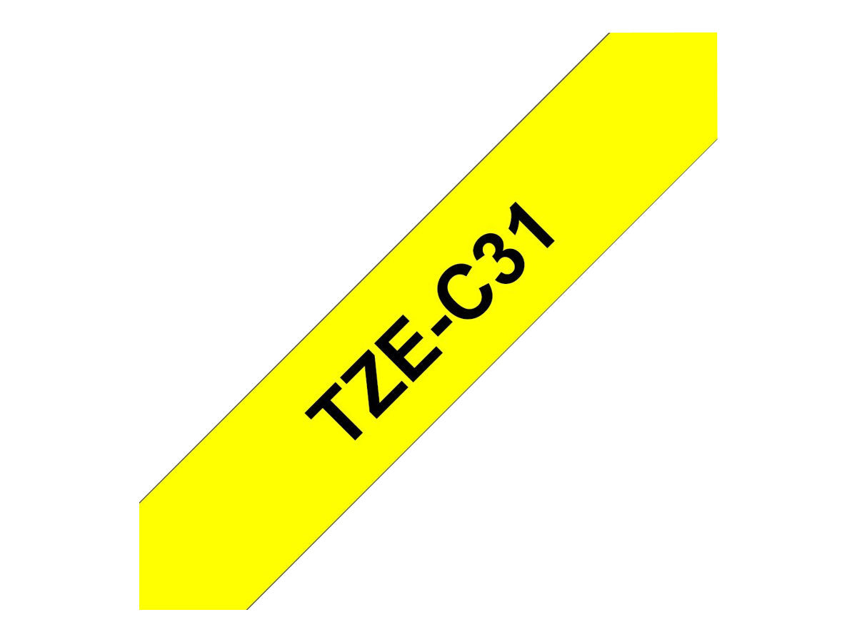 BROTHER P-TOUCH TZE-C31 noir sur neonjaune  12mm
