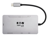 EATON TRIPPLITE USB-C Dock Dual Display - 4K 60Hz HDMI USB 3.2 Gen 1 USB-A Hub Memory Card 100W PD Charging Gray