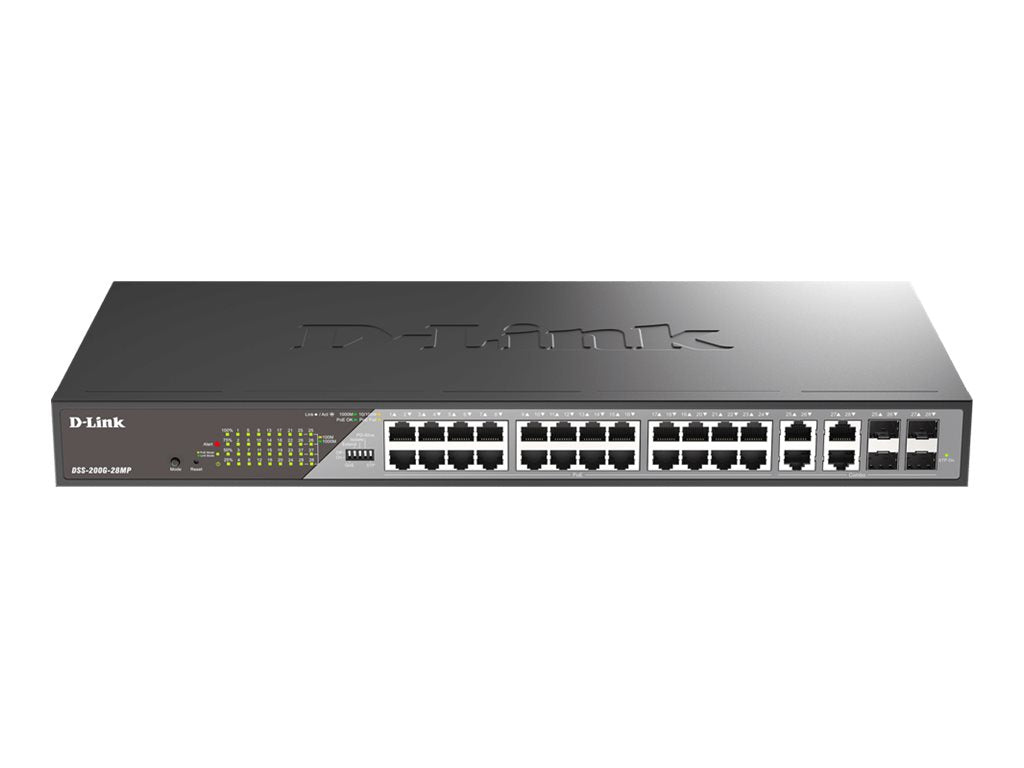 D-LINK 24 Gigabit PoE Ports Switch + 4 Gigabit Combo SFP ports Uplink Gigabit Combo Ports PoE 802.3at Alarm Port DIP Switch