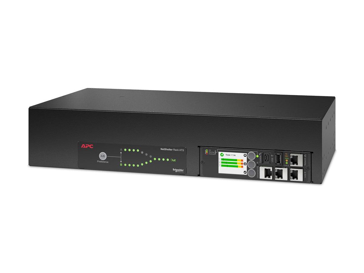 APC NetShelter Automatic transfer switch Rack AC 207-253V 7400VA 1-phase Ethernet 10/100/1000 USB oc 18 2U 2.43m cord Black