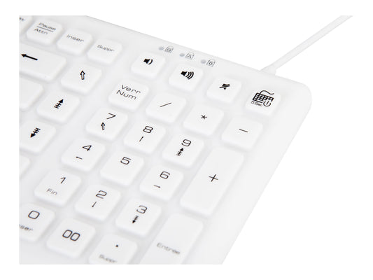 URBAN FACTORY USB wired keyboard ABS silicone White Antimicrobial treatment QWERTY