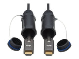EATON High-Speed Armored HDMI Fiber Active Optical Cable AOC with Hooded Connectors and Reel 4K 60Hz HDR IP68 M/M Black 100m