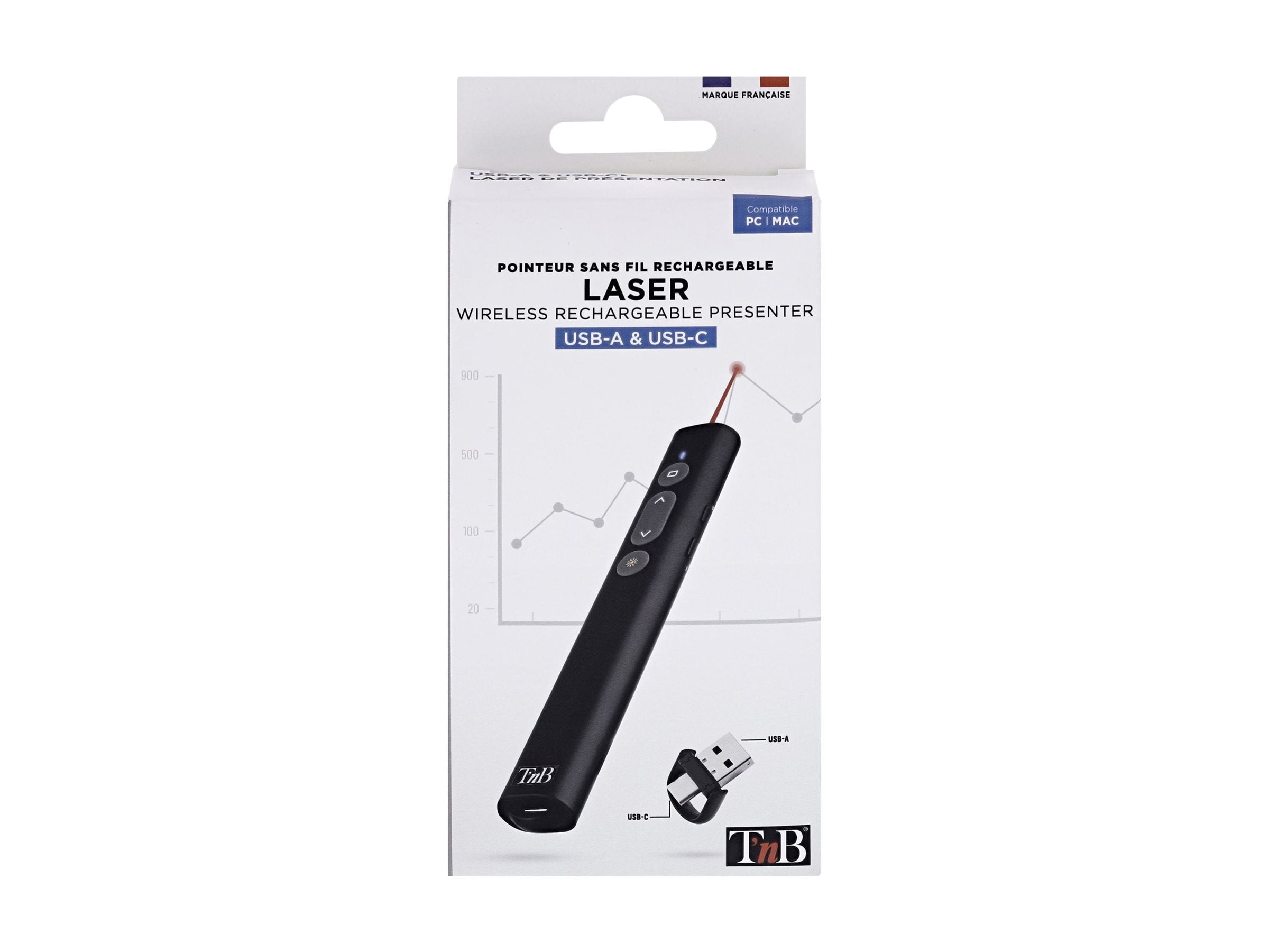 TNB Professional presentation laser Access buttons to shortcuts arranged in a clear and intuitive way 2.4 GHz wireless technology