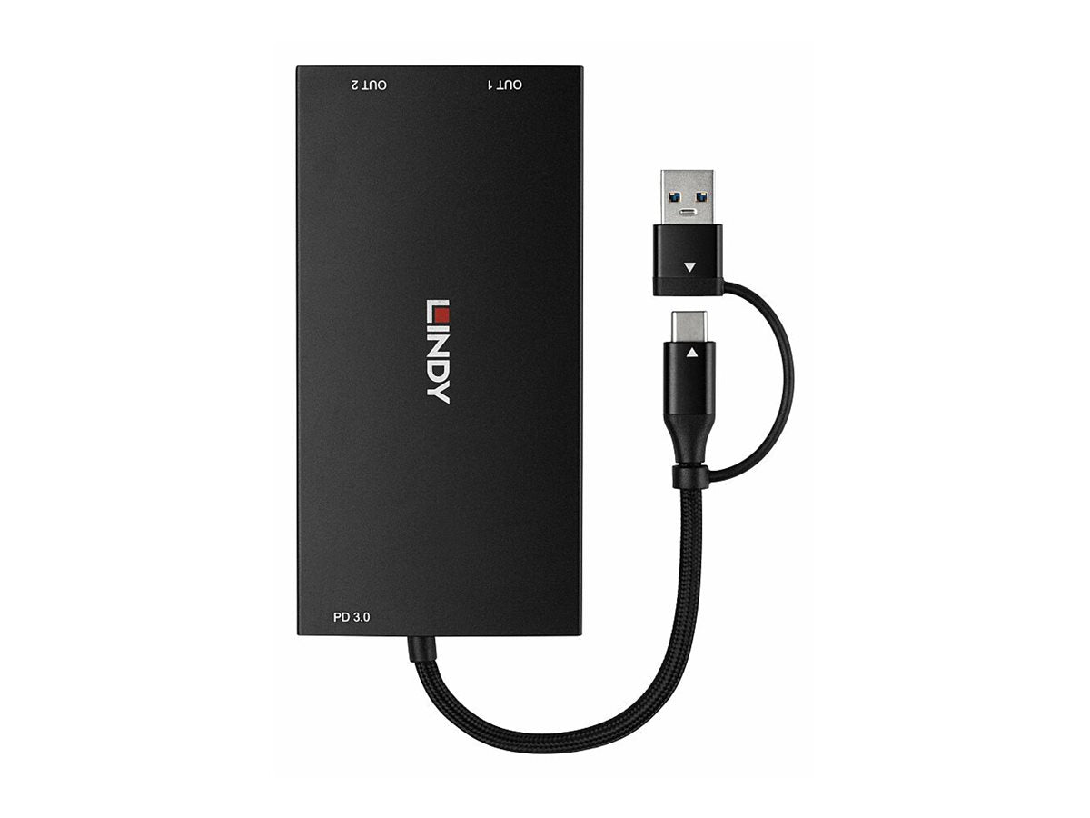 LINDY USB Type A and C to Dual HDMI 4K60 Converter