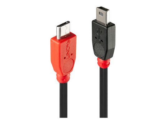 LINDY USB 2.0 Cable Type Micro-B/Mini-B OTG 0.5m Micro-B plug to Mini-B plug