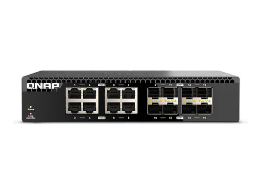 QNAP QSW-3216R-8S8T Unmanaged Switch 16 port of 10GbE port speed 8 port SFP+ 8 port 10gbE RJ45 half-rackmount design