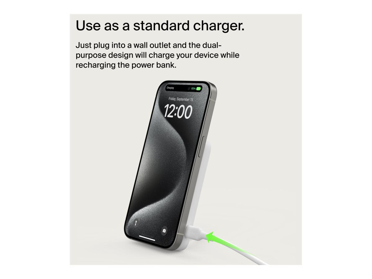 BELKIN 5k Qi2 MagSafe Compatible Powerbank with Kickstand - WHITE