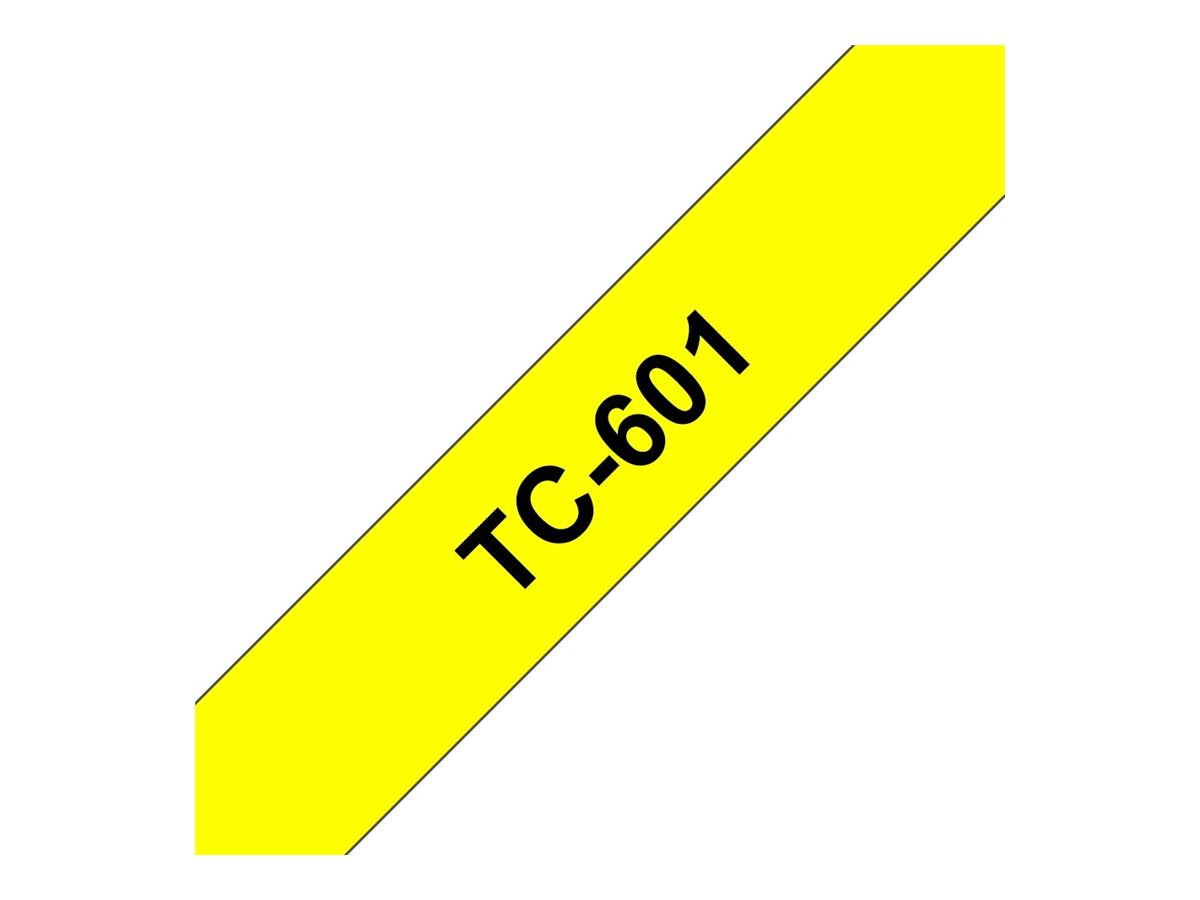 BROTHER P-TOUCH TC-601 noir sur jaune  12mm